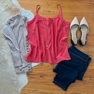 Coral Pink 100% Silk Madewell Cami